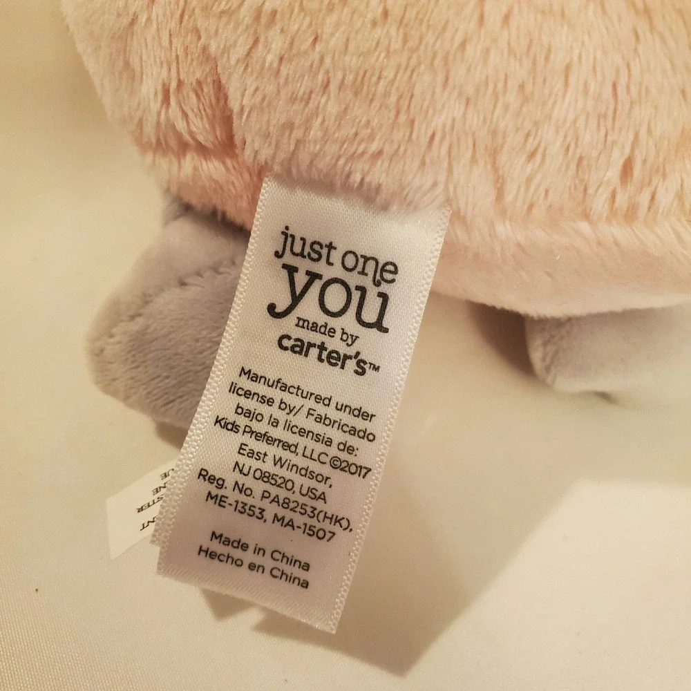 Carters Just One You Pink Rattle Plush Owl Baby Stuffed Animal